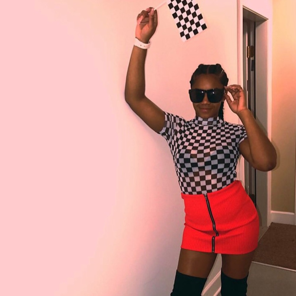 Red Zip Up Mini Skirt. Worn Once.
